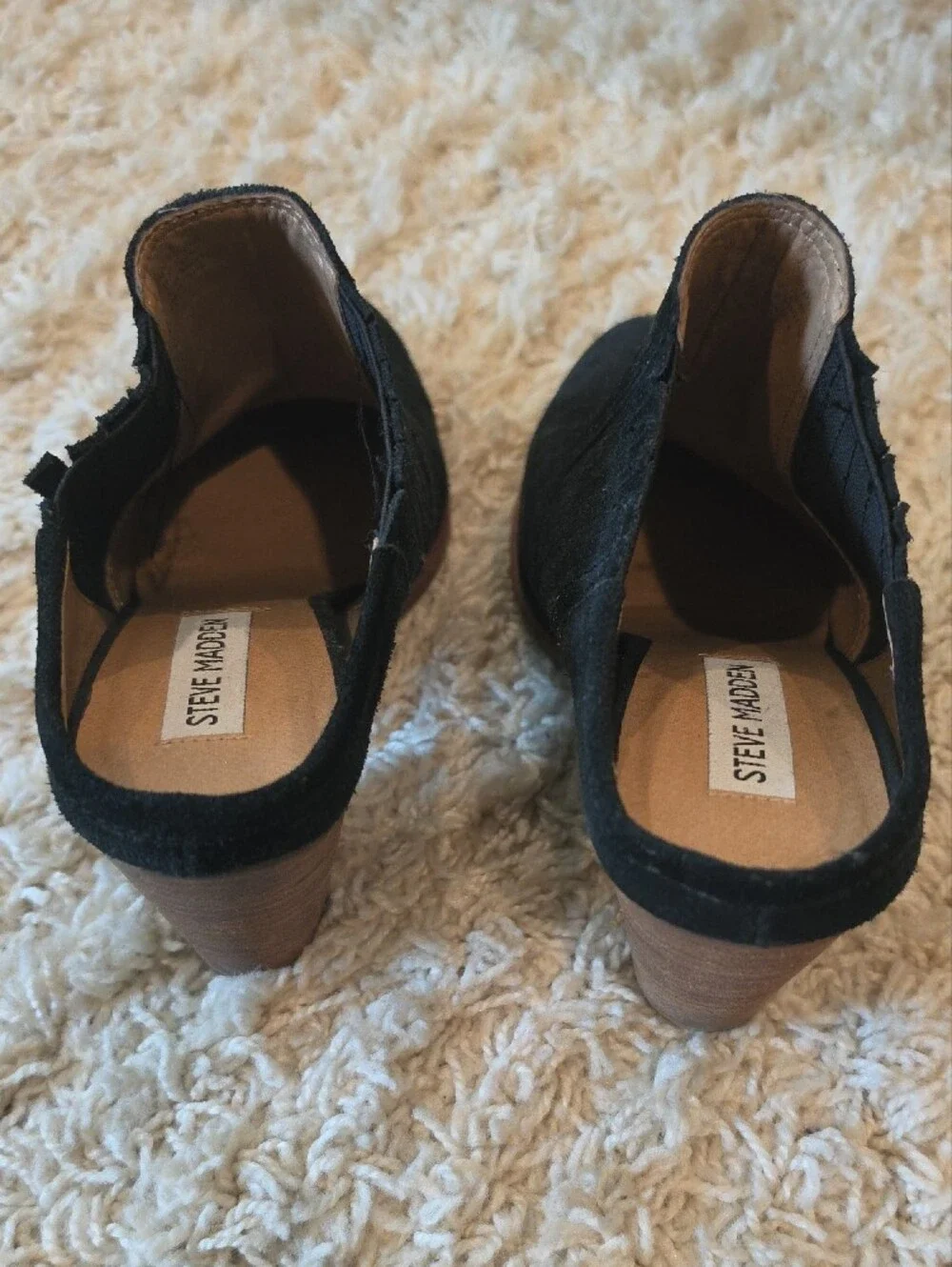 Steve Madden Black Suede Ankle Booties with Brown Sole